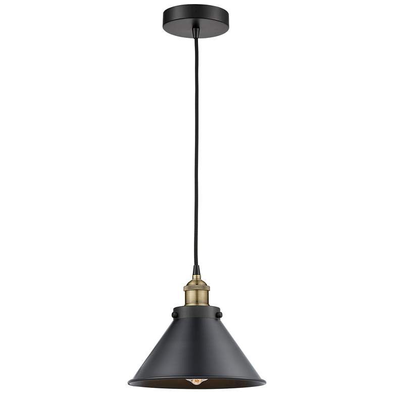 Image 1 Briarcliff 10"W Black Brass Corded Mini Pendant w/ Matte Black Shade