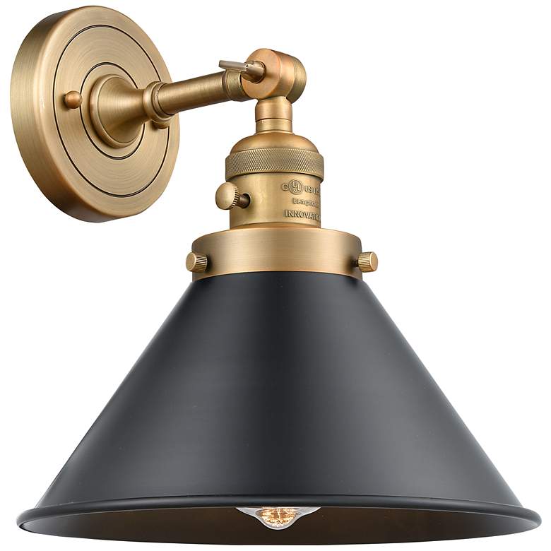 Image 1 Briarcliff 10"W Brushed Brass Black Adjustable Wall Sconce