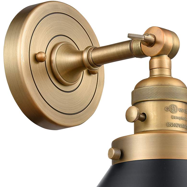 Image 2 Briarcliff 10"W Brushed Brass Black Adjustable Wall Sconce more views