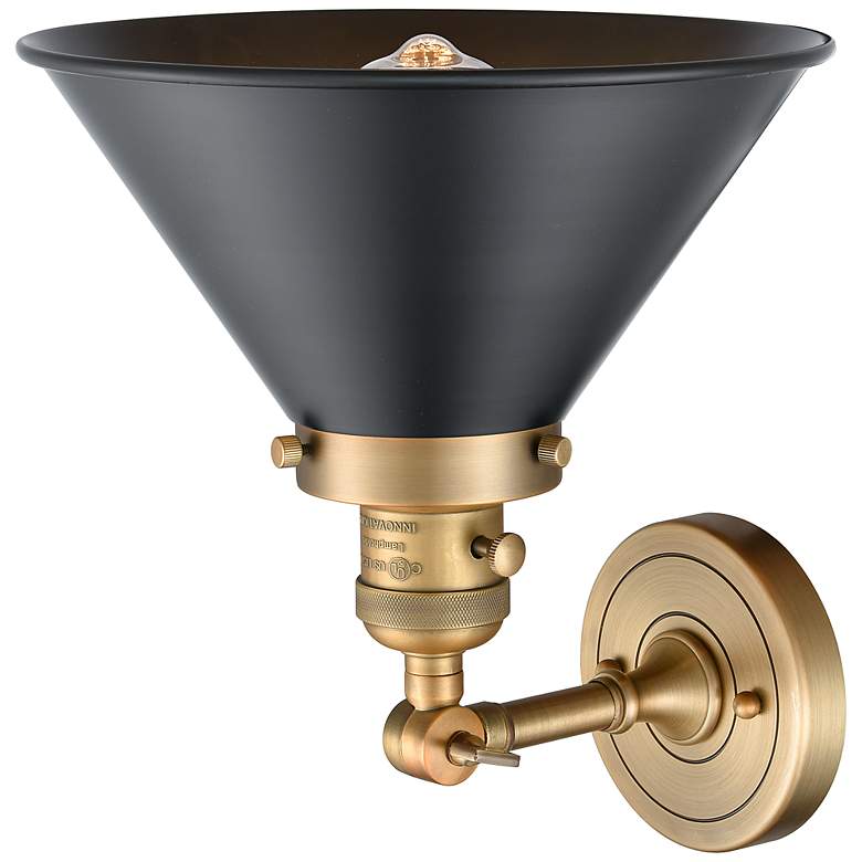 Image 3 Briarcliff 10"W Brushed Brass Black Adjustable Wall Sconce more views