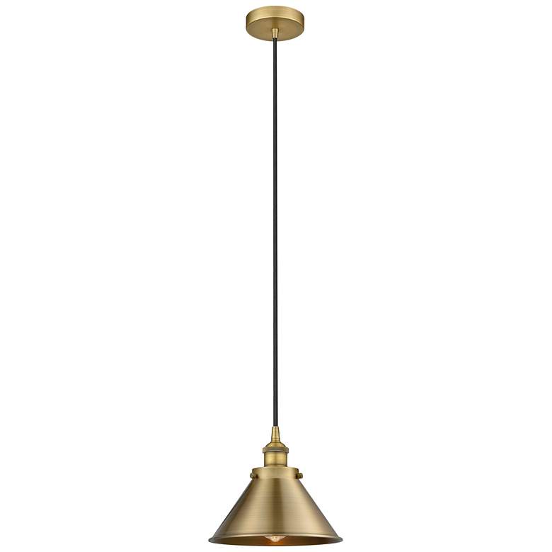 Image 1 Briarcliff 10"W Brushed Brass Corded Mini Pendant w/ Brushed Brass Sha