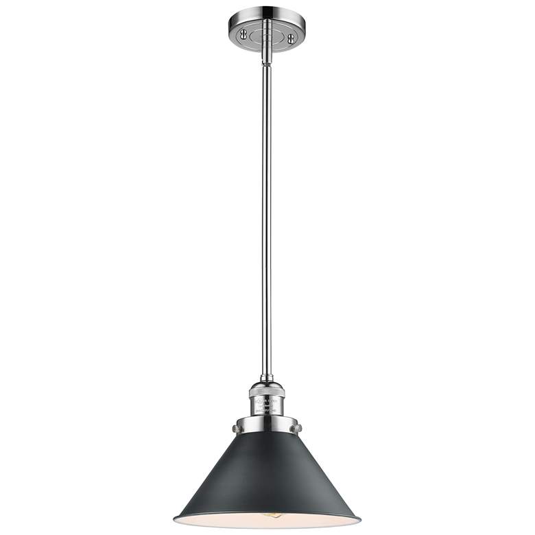 Image 1 Briarcliff 10"W Polished Chrome Mini Pendant w/ Black Shade
