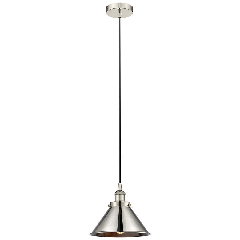 Image 1 Briarcliff 10"W Polished Nickel Corded Mini Pendant w/ Nickel Shade