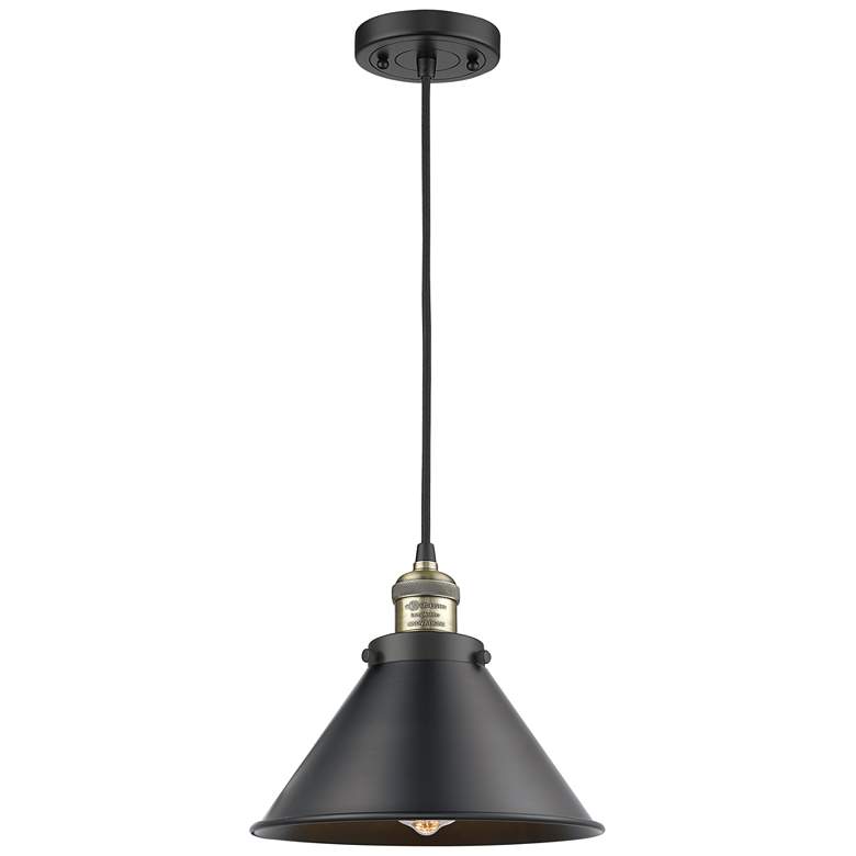 Image 1 Briarcliff 10" LED Mini Pendant - Black Antique Brass - Matte Black Shade