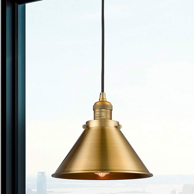Image 1 Briarcliff 10" LED Mini Pendant - Brushed Brass - Brushed Brass Shade