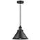 Briarcliff 10" Wide Matte Black Mini Pendant with Cone Metal Shade