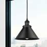4_Briarcliff 10" Wide Matte Black Mini Pendant with Cone Metal Shade more views