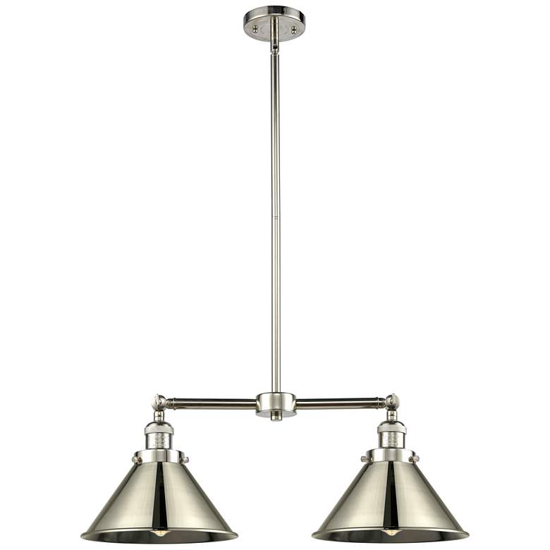 Image 1 Briarcliff 21" 2-Light Polished Nickel Island Light w/ Nickel Shade