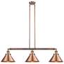 1_Briarcliff 40 1/2"W Antique Copper 3-Light Island Pendant