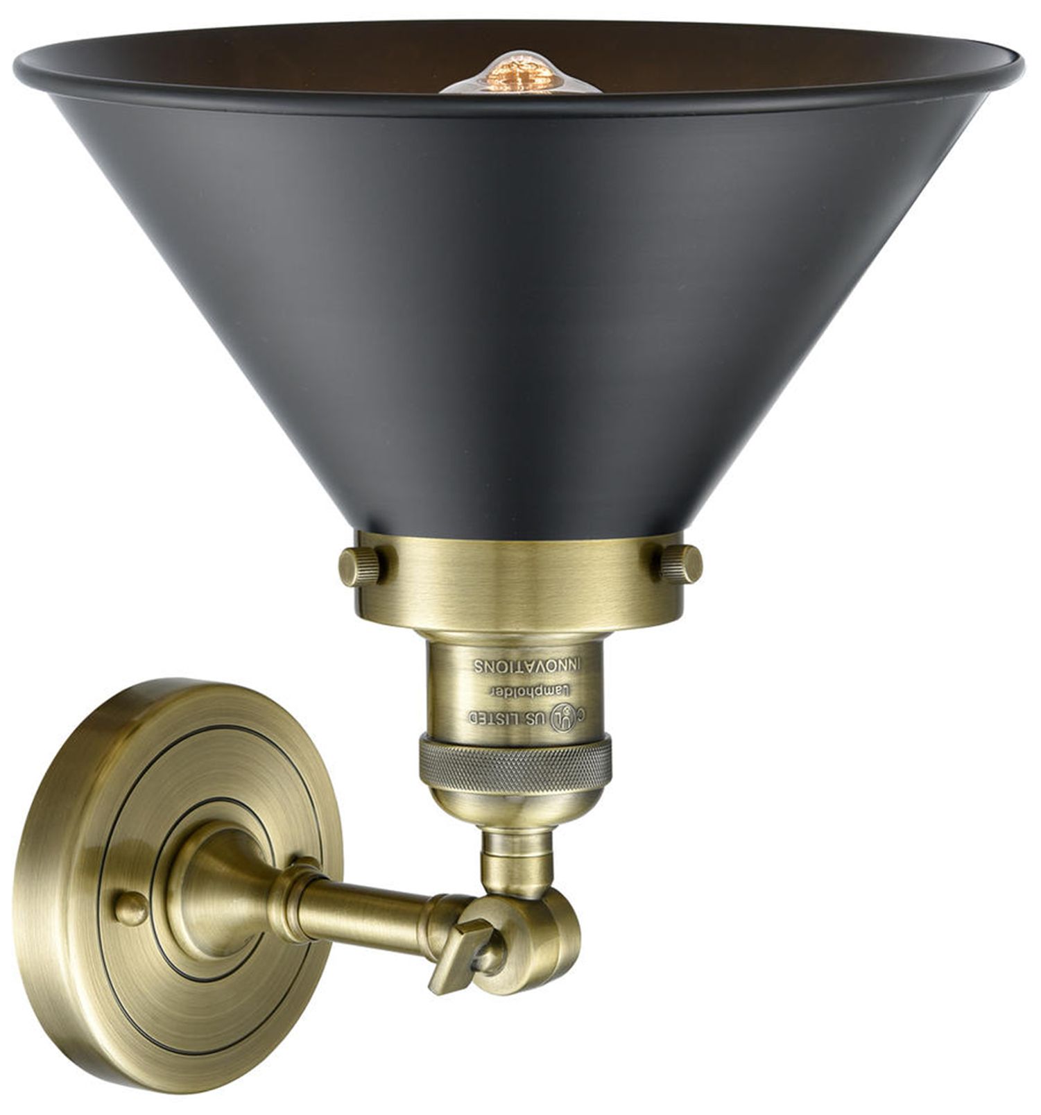 Image 2 Briarcliff 8" High Antique Brass and Matte Black Wall Sconce more views