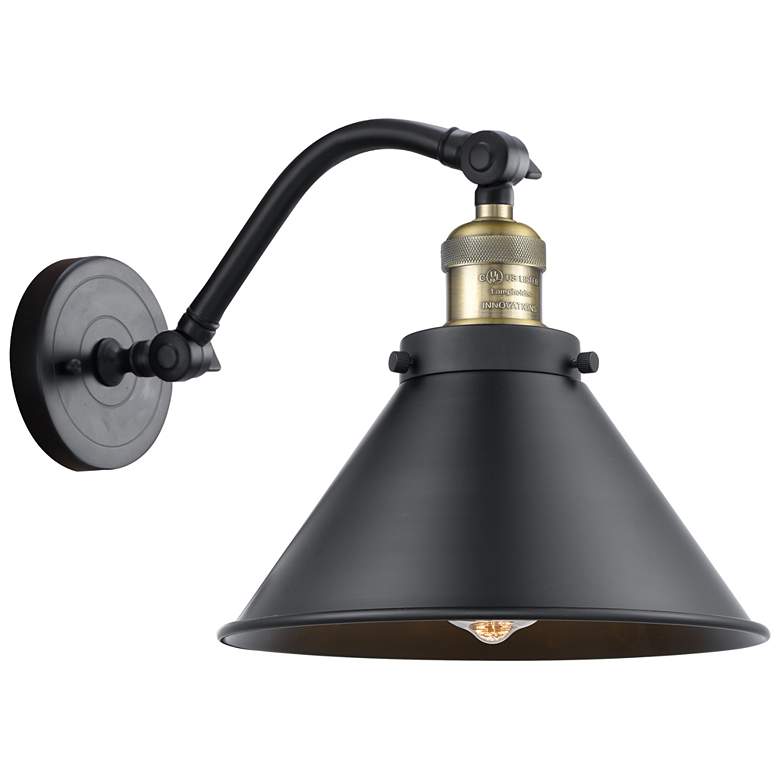 Image 1 Briarcliff 8 inch LED Sconce - Black Brass Finish - Matte Black Shade