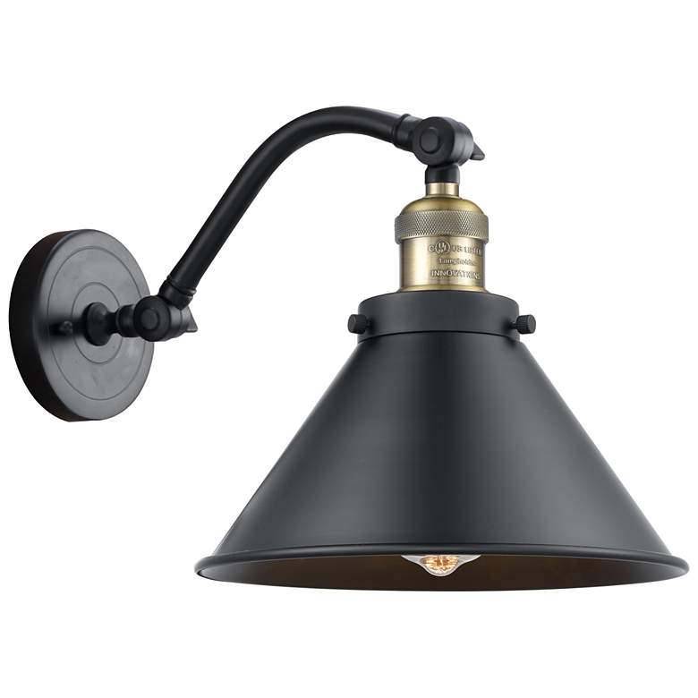 Image 1 Briarcliff 8" LED Sconce - Black Brass Finish - Matte Black Shade