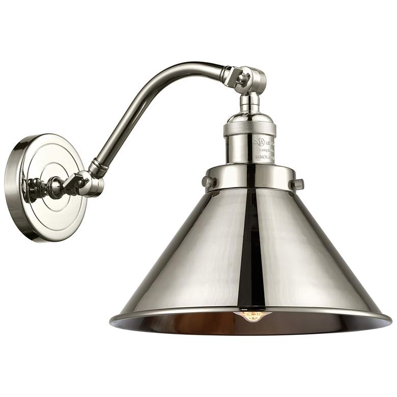 Image 1 Briarcliff 8" Polished Nickel Sconce w/ Polished Nickel Shade