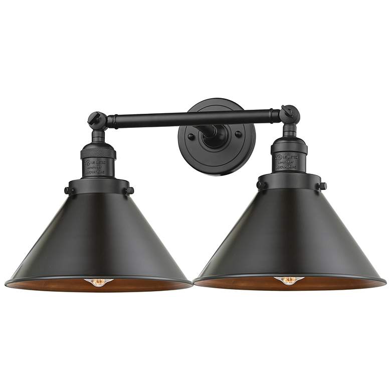 Image 1 Briarcliff 9"H Rubbed Bronze 2-Light Adjustable Wall Sconce