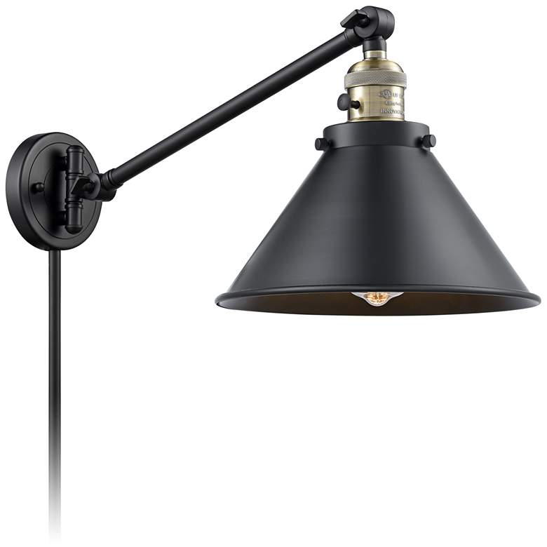 Image 1 Briarcliff Black Antique Brass Swing Arm Wall Lamp