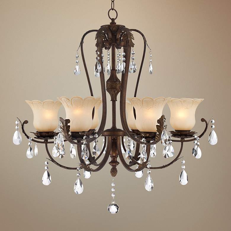 Image 1 Briarwood Iron Leaf 33 inch Wide Bronze and Crystal Chandelier