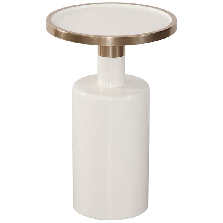 Image 1 Brice 13" Wide Painted White Round Accent Table