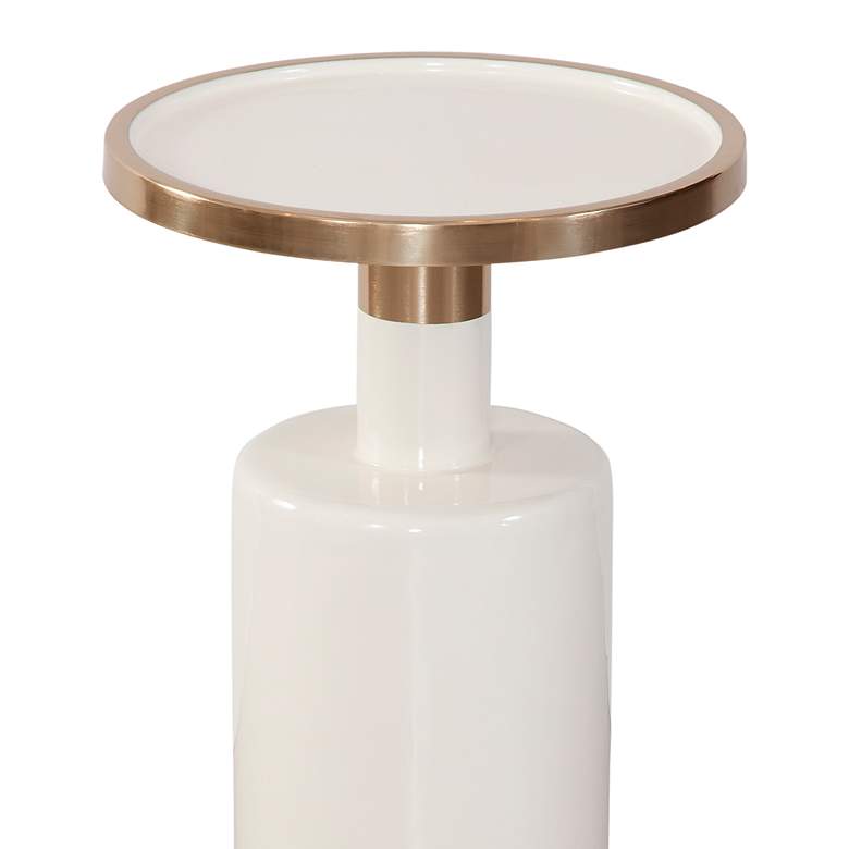 Image 2 Brice 13" Wide Painted White Round Accent Table more views