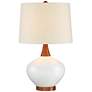Brice Ivory and Wood Mid-Century Ceramic Table Lamp by 360 Lighting in scene