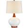 Brice Ivory and Wood Mid-Century Ceramic Table Lamp by 360 Lighting
