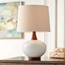 Brice Ivory and Wood Mid-Century Ceramic Table Lamp by 360 Lighting in scene