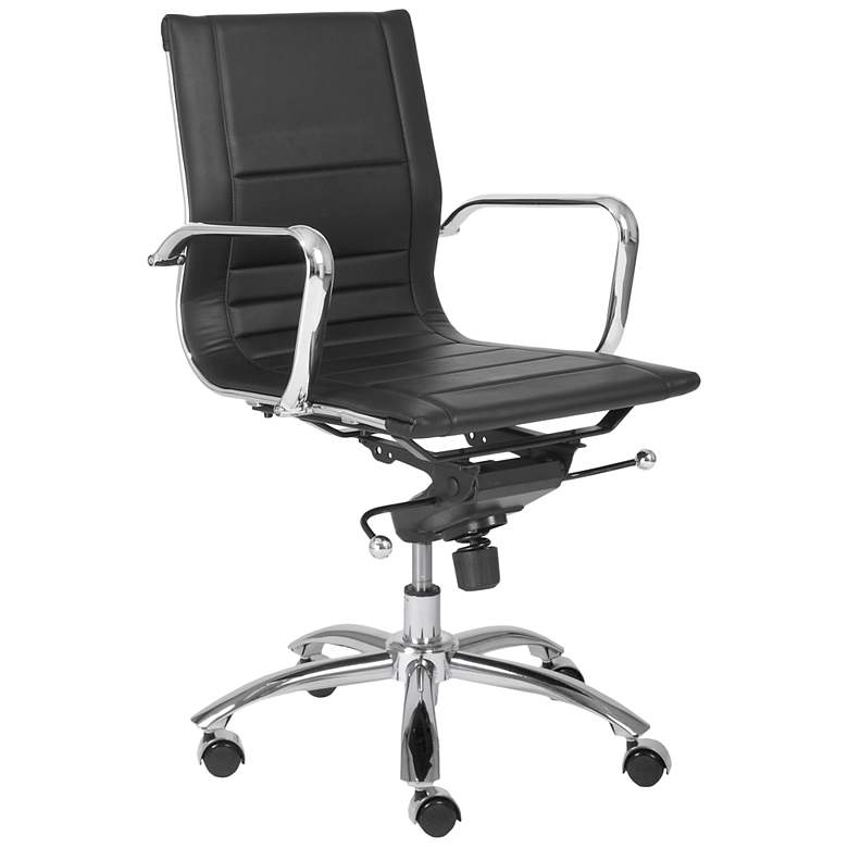 Image 1 Brice Low-Back Chrome and Black Office Chair