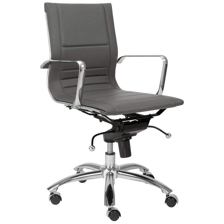 Image 1 Brice Low-Back Chrome and Gray Office Chair
