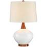 Brice Mid-Century Ivory Ceramic Table Lamp With USB and Dimmer