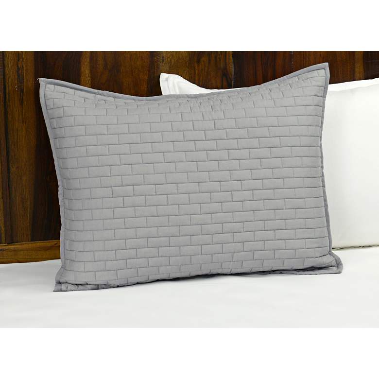 Image 1 Brick Gray Cotton Standard Pillow Sham