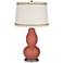 Brick Paver Double Gourd Table Lamp with Rhinestone Lace Trim