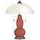 Brick Paver Gourd-Shaped Table Lamp with Alabaster Shade