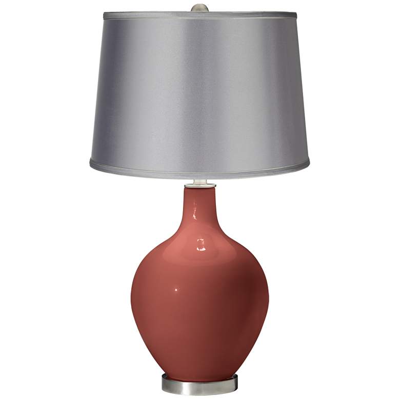 Image 1 Brick Paver - Satin Light Gray Shade Ovo Table Lamp