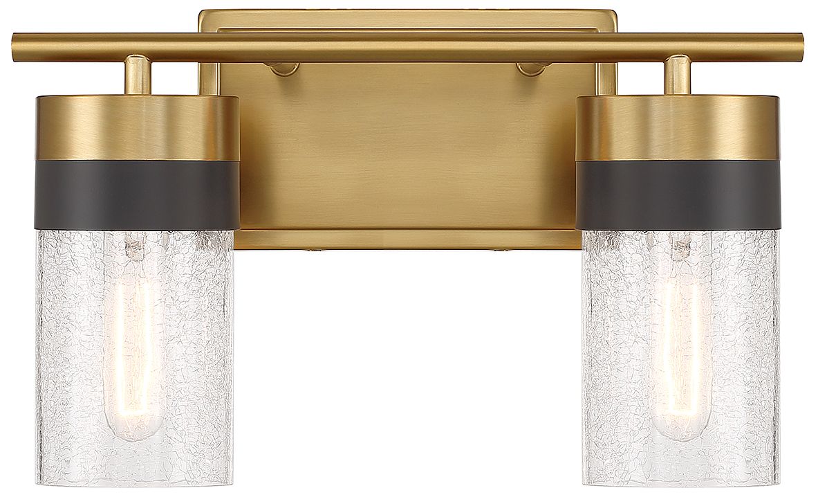 Brickell 2-Light Bathroom Vanity Light in Warm Brass and Black