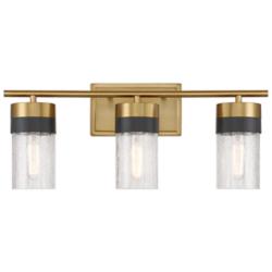 Brickell 22"W Warm Brass w/ Black 3-Light Vanity Bath Light