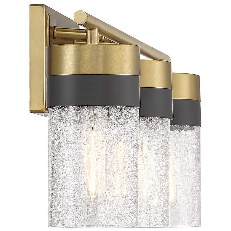Image 4 Brickell 22"W Warm Brass w/ Black 3-Light Vanity Bath Light more views