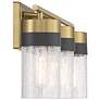 4_Brickell 22"W Warm Brass w/ Black 3-Light Vanity Bath Light more views