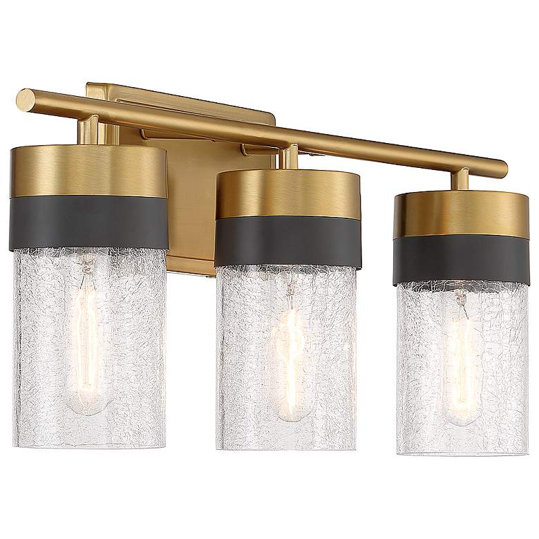 Image 5 Brickell 22"W Warm Brass w/ Black 3-Light Vanity Bath Light more views