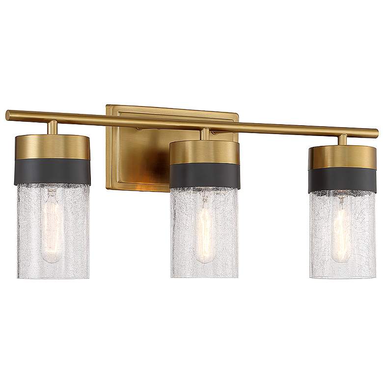 Image 6 Brickell 22"W Warm Brass w/ Black 3-Light Vanity Bath Light more views