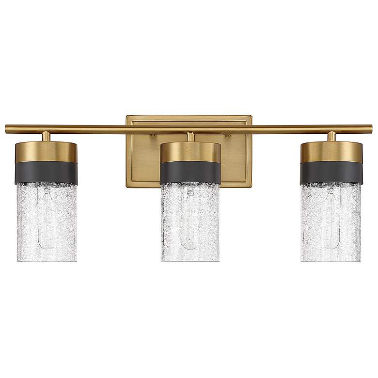 Image 7 Brickell 22"W Warm Brass w/ Black 3-Light Vanity Bath Light more views
