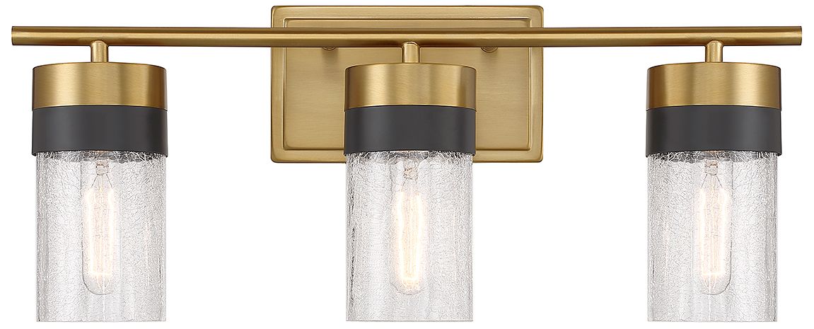 Brickell 3-Light Bathroom Vanity Light in Warm Brass and Black