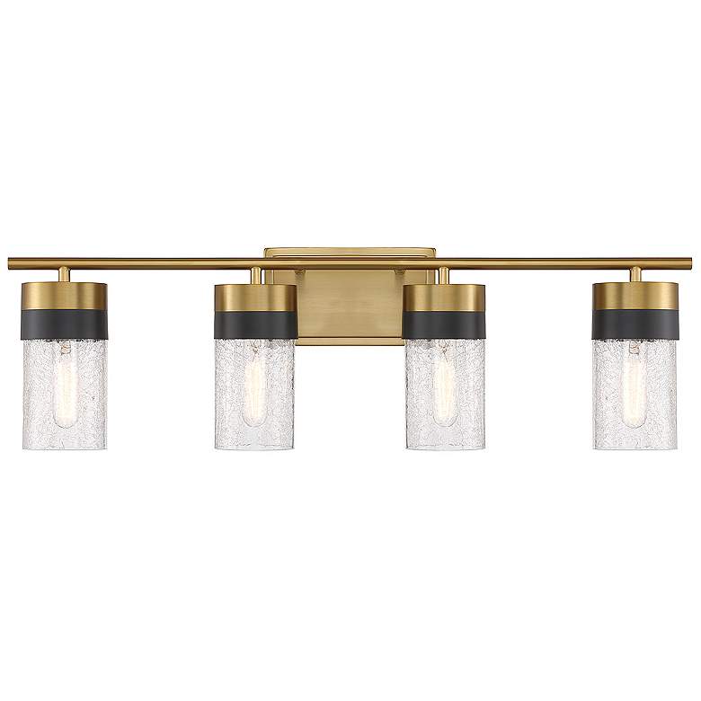 Image 1 Brickell 30" Wide Warm Brass with Black 4-Light Bath Light