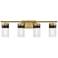 Brickell 30" Wide Warm Brass with Black 4-Light Bath Light