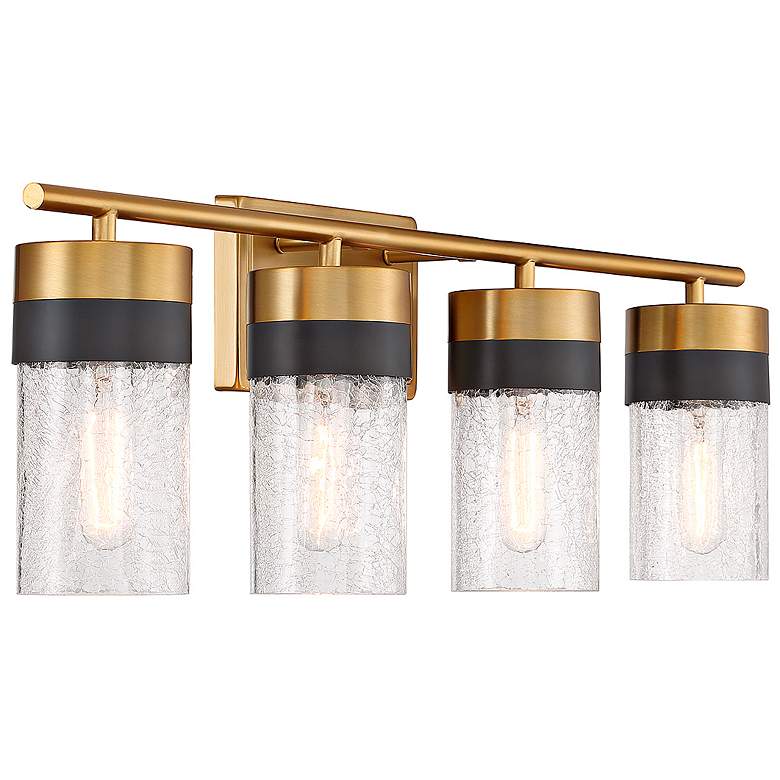 Image 5 Brickell 30" Wide Warm Brass with Black 4-Light Bath Light more views