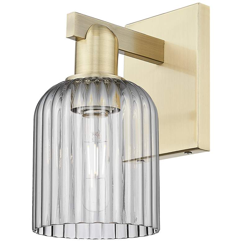 Image 1 Bridal Veil 10.75"H Antique Brass Wall Sconce With Light Smoke Shade