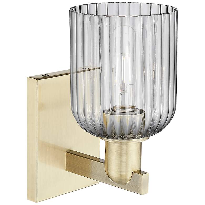 Image 2 Bridal Veil 10.75"H Antique Brass Wall Sconce With Light Smoke Shade more views