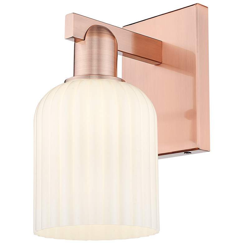 Image 1 Bridal Veil 10.75"H Antique Copper Wall Sconce With Gloss White Shade
