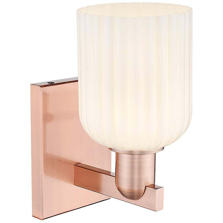 Image 2 Bridal Veil 10.75"H Antique Copper Wall Sconce With Gloss White Shade more views