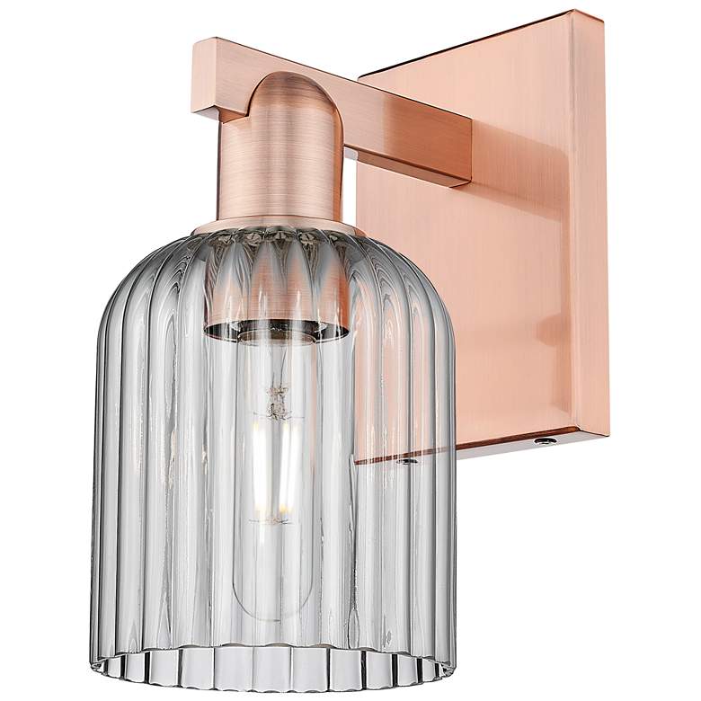 Image 1 Bridal Veil 10.75"H Antique Copper Wall Sconce With Light Smoke Shade