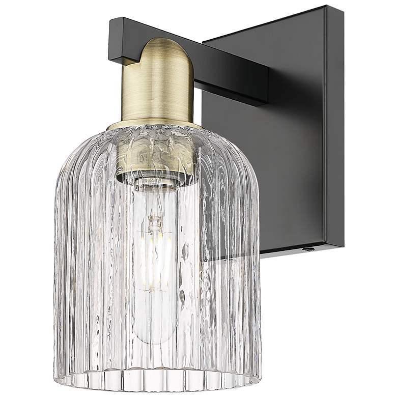 Image 1 Bridal Veil 10.75"H Black Antique Brass Wall Sconce With Clear Shade