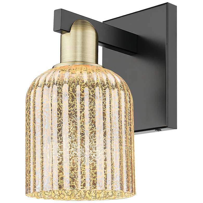 Image 1 Bridal Veil 10.75"H Black Antique Brass Wall Sconce With Mercury Shade